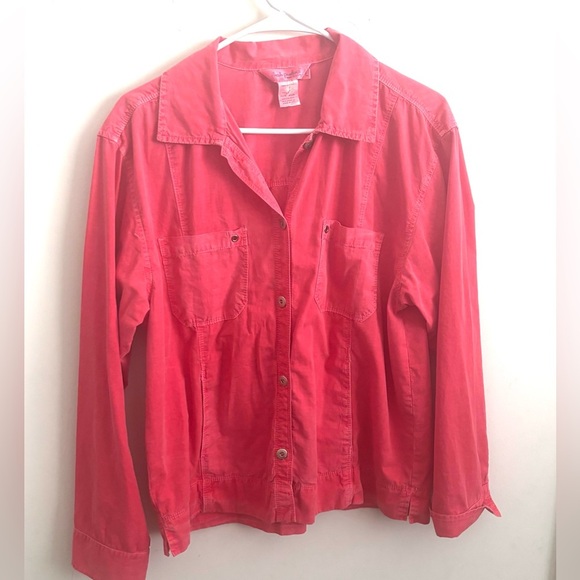 Fresh produce Shirt Jacket Women’s M Red Utility Button Front Y2K Vibes Shacket - Picture 1 of 3